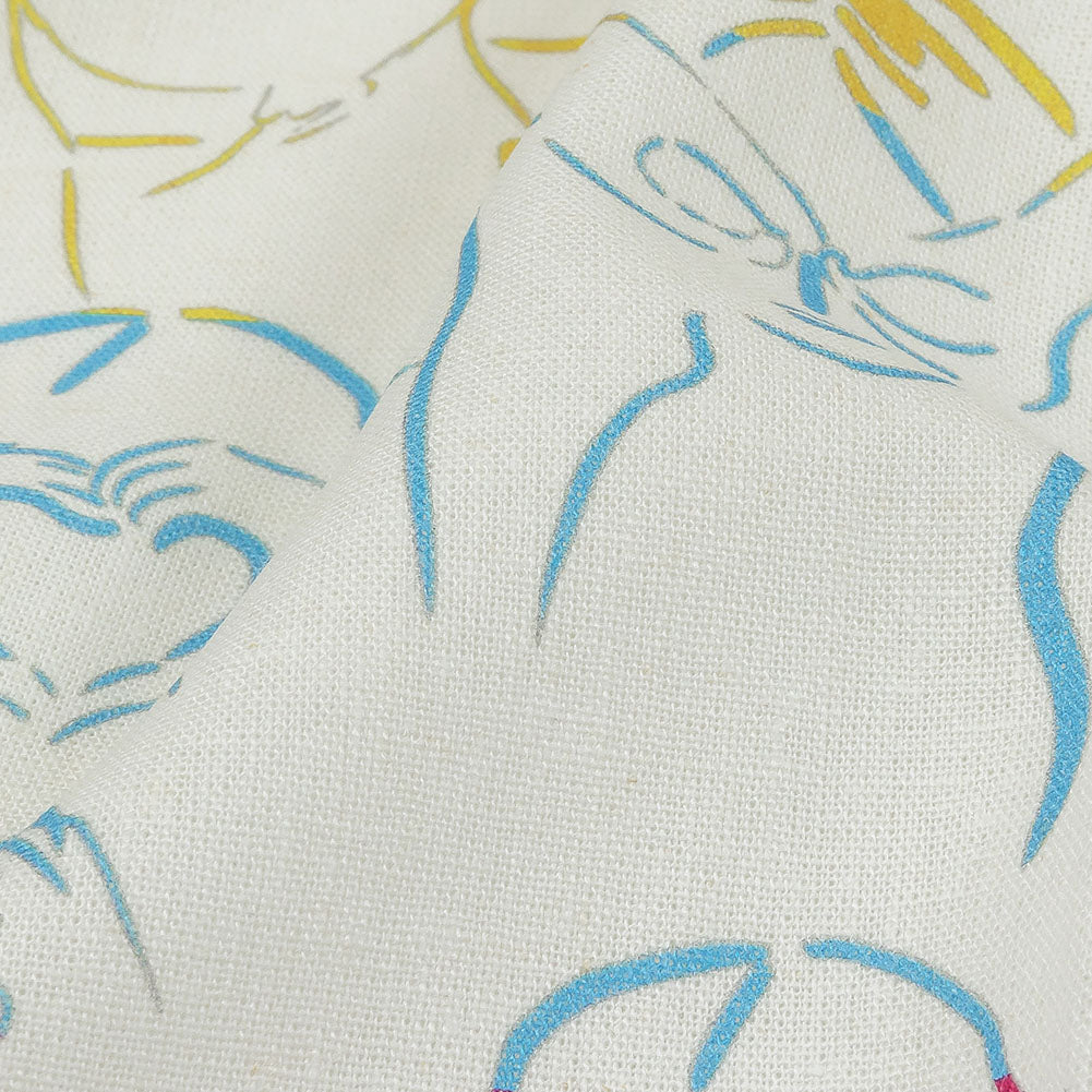 Linen and Rayon Woven - Blue, Yellow and Pink Faces and Hands - Language of Love Print - Mood Exclusive Pride Collection - Detail