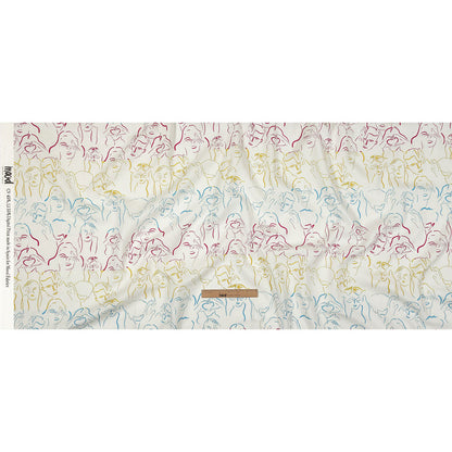 Linen and Rayon Woven - Blue, Yellow and Pink Faces and Hands - Language of Love Print - Mood Exclusive Pride Collection