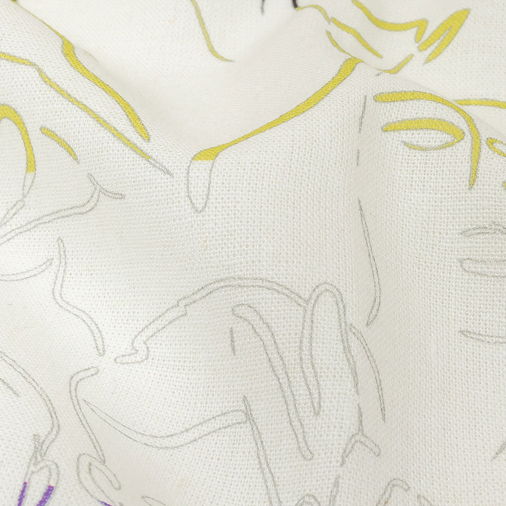Linen and Rayon Woven - Purple, Yellow and Black Faces and Hands - Language of Love Print - Mood Exclusive Pride Collection - Detail