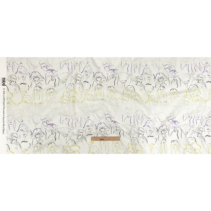 Linen and Rayon Woven - Purple, Yellow and Black Faces and Hands - Language of Love Print - Mood Exclusive Pride Collection