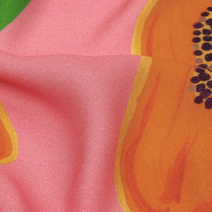 Rayon Challis - Pink Papayas - Snack Time Print - Mood Exclusive Citrus Collection