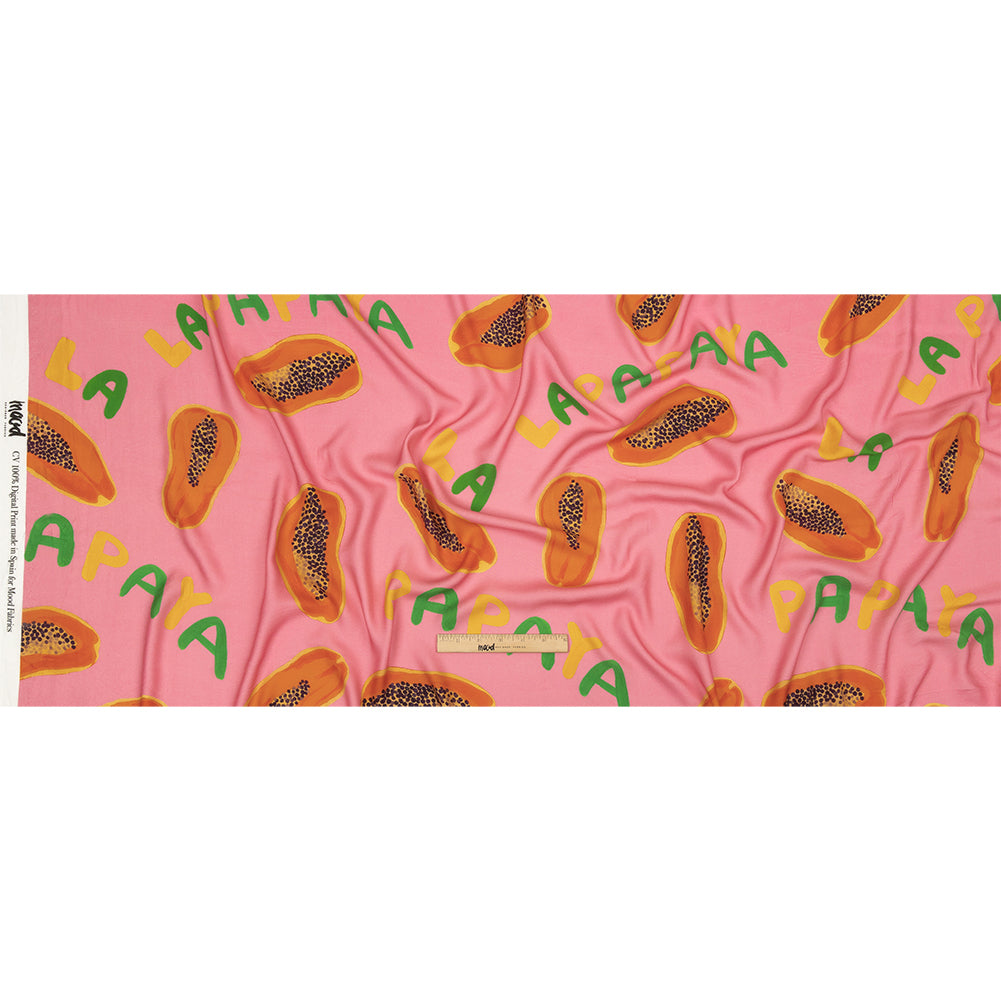 Rayon Challis - Pink Papayas - Snack Time Print - Mood Exclusive Citrus Collection - Full