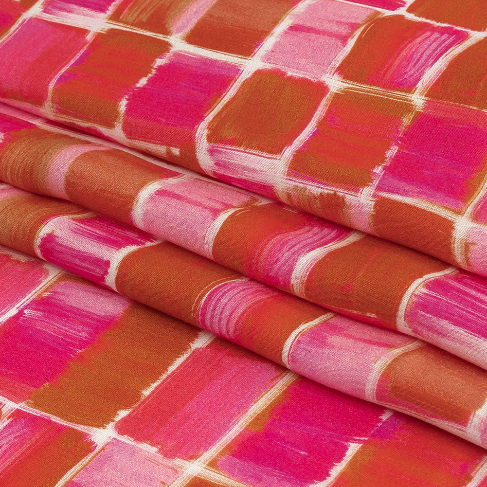 Rayon Challis - Pink Painted Squares - Swatch Me Print - Mood Exclusive Citrus Collection - Folded