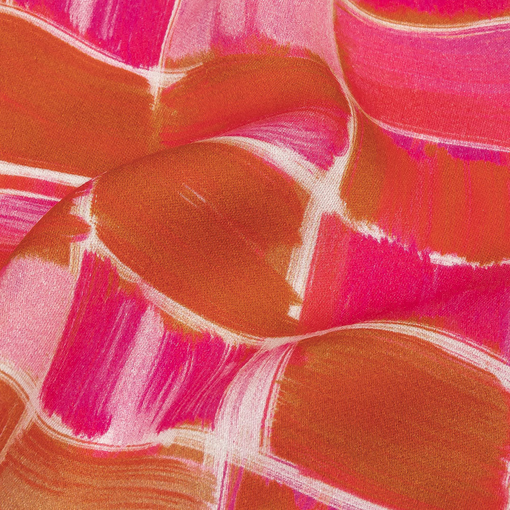 Rayon Challis - Pink Painted Squares - Swatch Me Print - Mood Exclusive Citrus Collection - Detail
