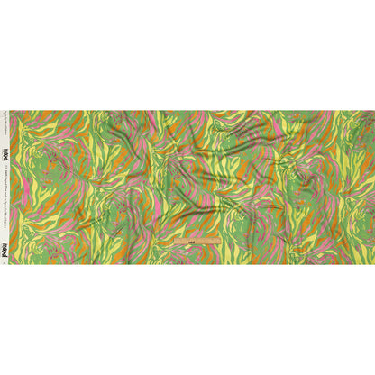 Rayon Challis - Green and Pink Tiger Stripes - Rainforest Refreshment Print - Mood Exclusive Citrus Collection