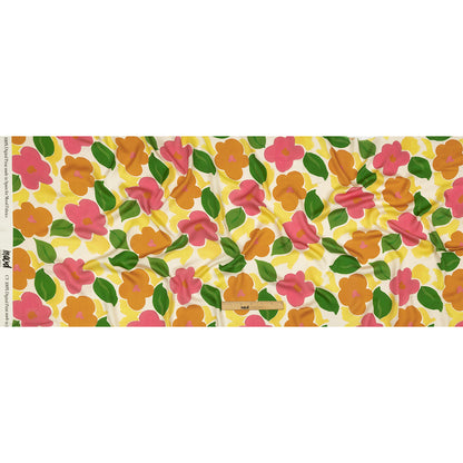 Rayon Challis - Pink and Orange Simplistic Floral - Chalk Party Print - Mood Exclusive Citrus Collection