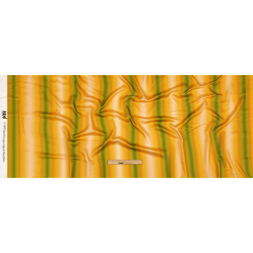 Rayon Challis - Green and Yellow Gradient Stripes - Marmalade Parade Print - Mood Exclusive Citrus Collection - Full