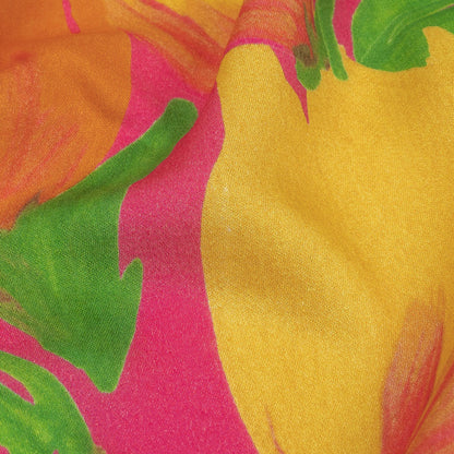 Rayon Challis - Pink and Orange Tulips - Keukenhof Print - Mood Exclusive Citrus Collection