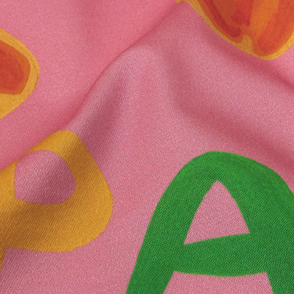 Stretch Cotton Sateen - Pink Papayas - Snack Time Print - Mood Exclusive Citrus Collection - Detail