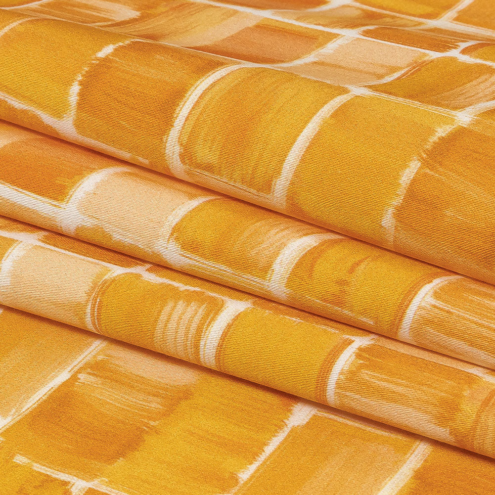 Stretch Cotton Sateen - Yellow Painted Squares - Swatch Me Print - Mood Exclusive Citrus Collection - Folded