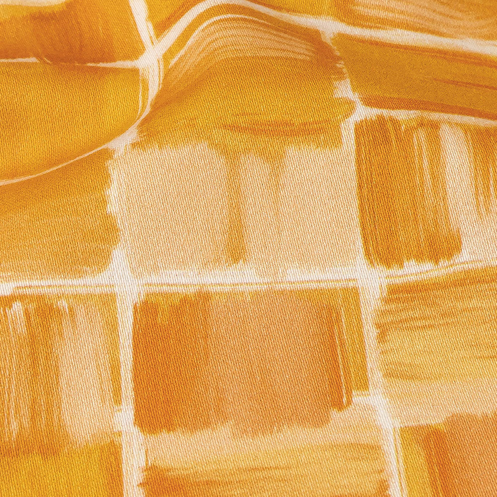 Stretch Cotton Sateen - Yellow Painted Squares - Swatch Me Print - Mood Exclusive Citrus Collection - Detail