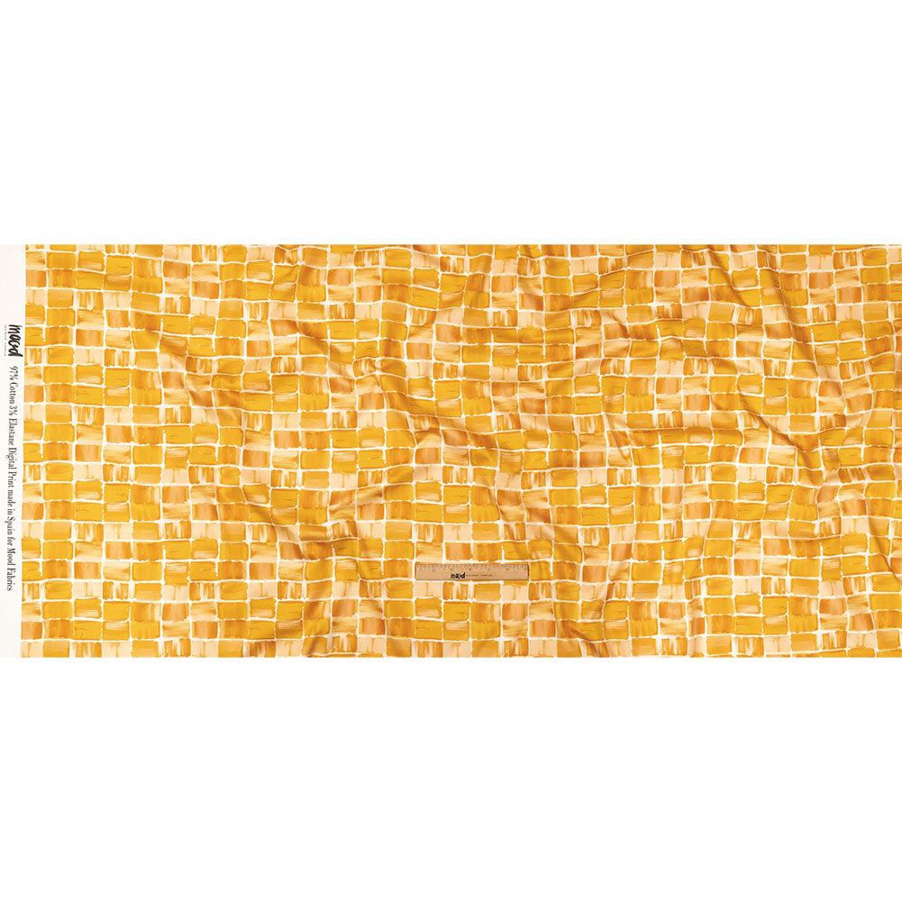 Stretch Cotton Sateen - Yellow Painted Squares - Swatch Me Print - Mood Exclusive Citrus Collection - Full