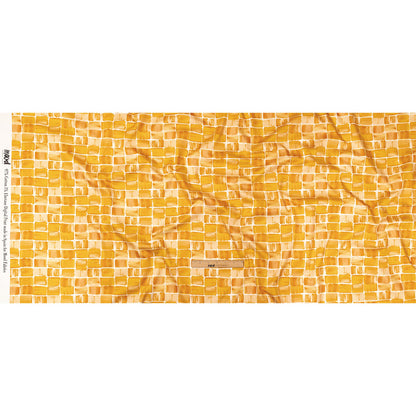 Stretch Cotton Sateen - Yellow Painted Squares - Swatch Me Print - Mood Exclusive Citrus Collection
