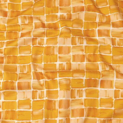 Stretch Cotton Sateen - Yellow Painted Squares - Swatch Me Print - Mood Exclusive Citrus Collection