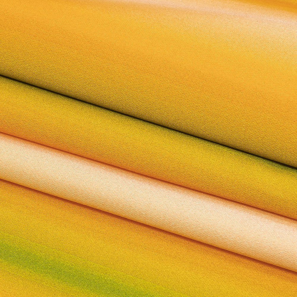 Stretch Cotton Sateen - Green and Yellow Gradient Stripes - Marmalade Parade Print - Mood Exclusive Citrus Collection - Folded