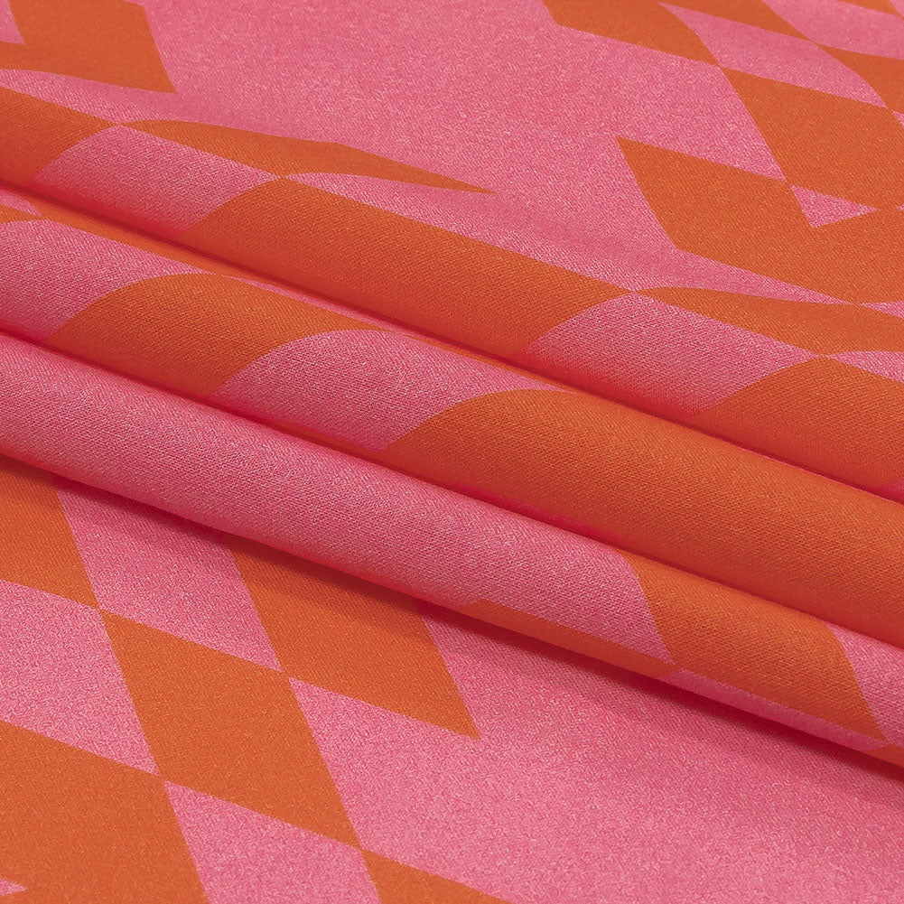 Cotton Voile - Orange and Pink Geometric - Orange You Glad Print - Mood Exclusive Citrus Collection - Folded