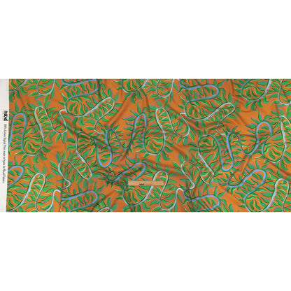 Cotton Voile - Orange and Green Foliage - Looking Vine Print - Mood Exclusive Citrus Collection