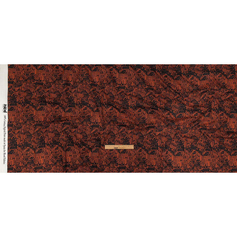 Cotton Voile - Black and Orange Geometric Lines - Ci-Trust the Process Print - Mood Exclusive Citrus Collection - Full