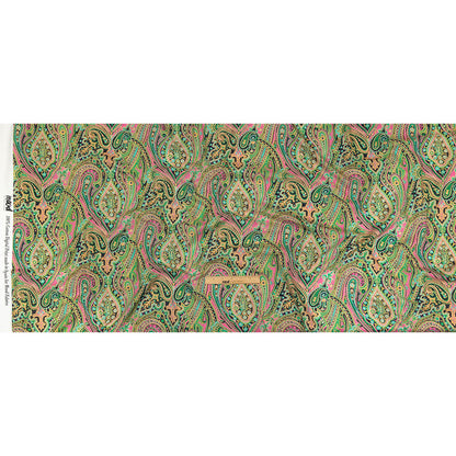 Cotton Voile - Black and Green Paisley - Hippy Shake Print - Mood Exclusive Citrus Collection