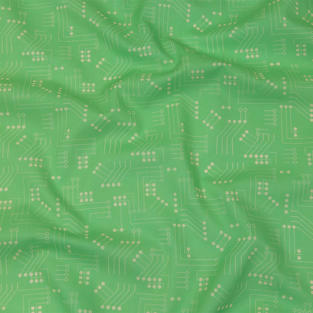 Cotton Voile - Green Circuit Board Dots - Circuit Breaker Print - Mood Exclusive Citrus Collection