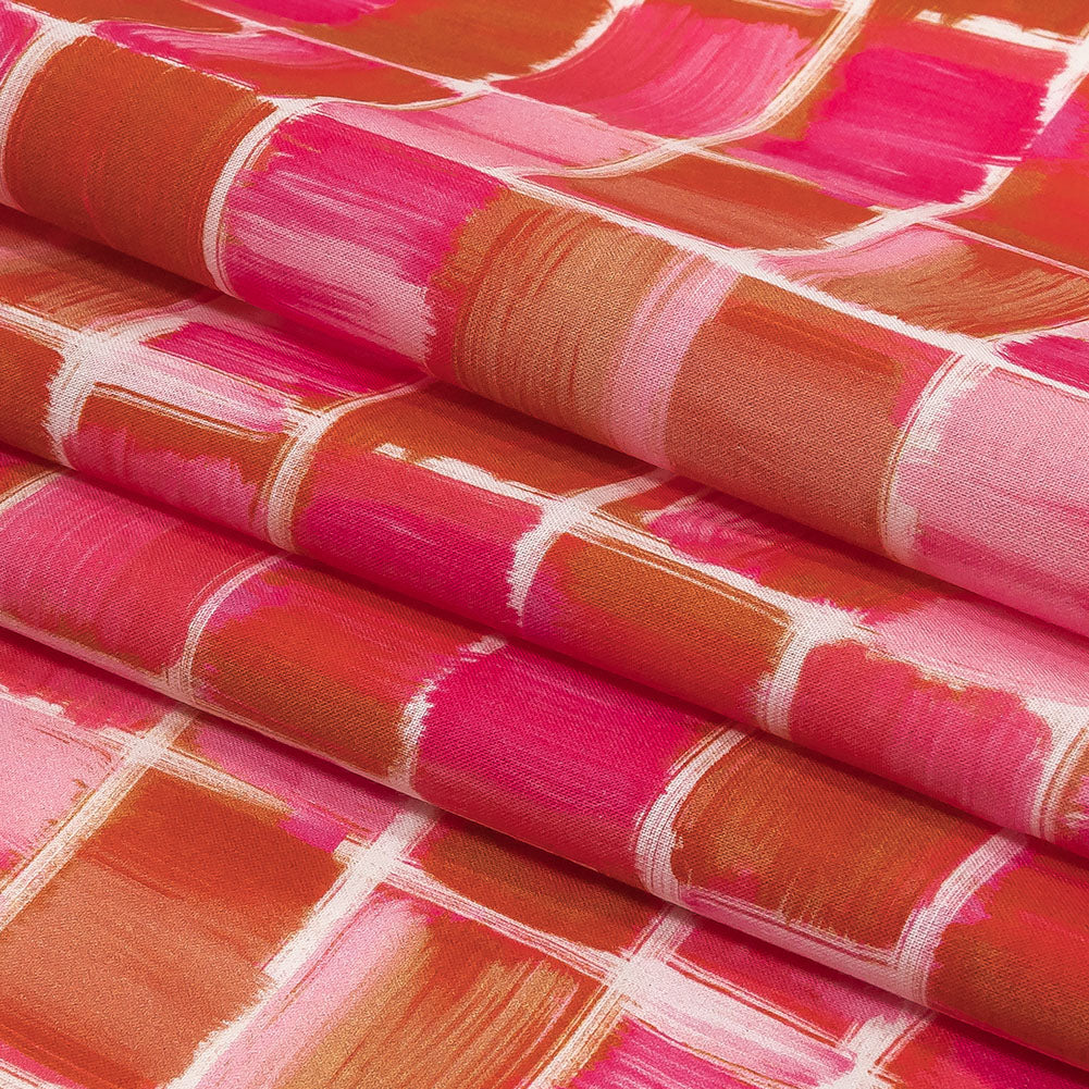 Cotton Voile - Pink Painted Squares - Swatch Me Print - Mood Exclusive Citrus Collection - Folded