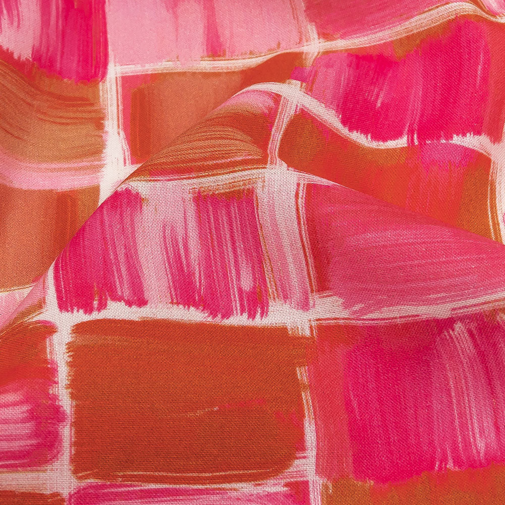 Cotton Voile - Pink Painted Squares - Swatch Me Print - Mood Exclusive Citrus Collection - Detail