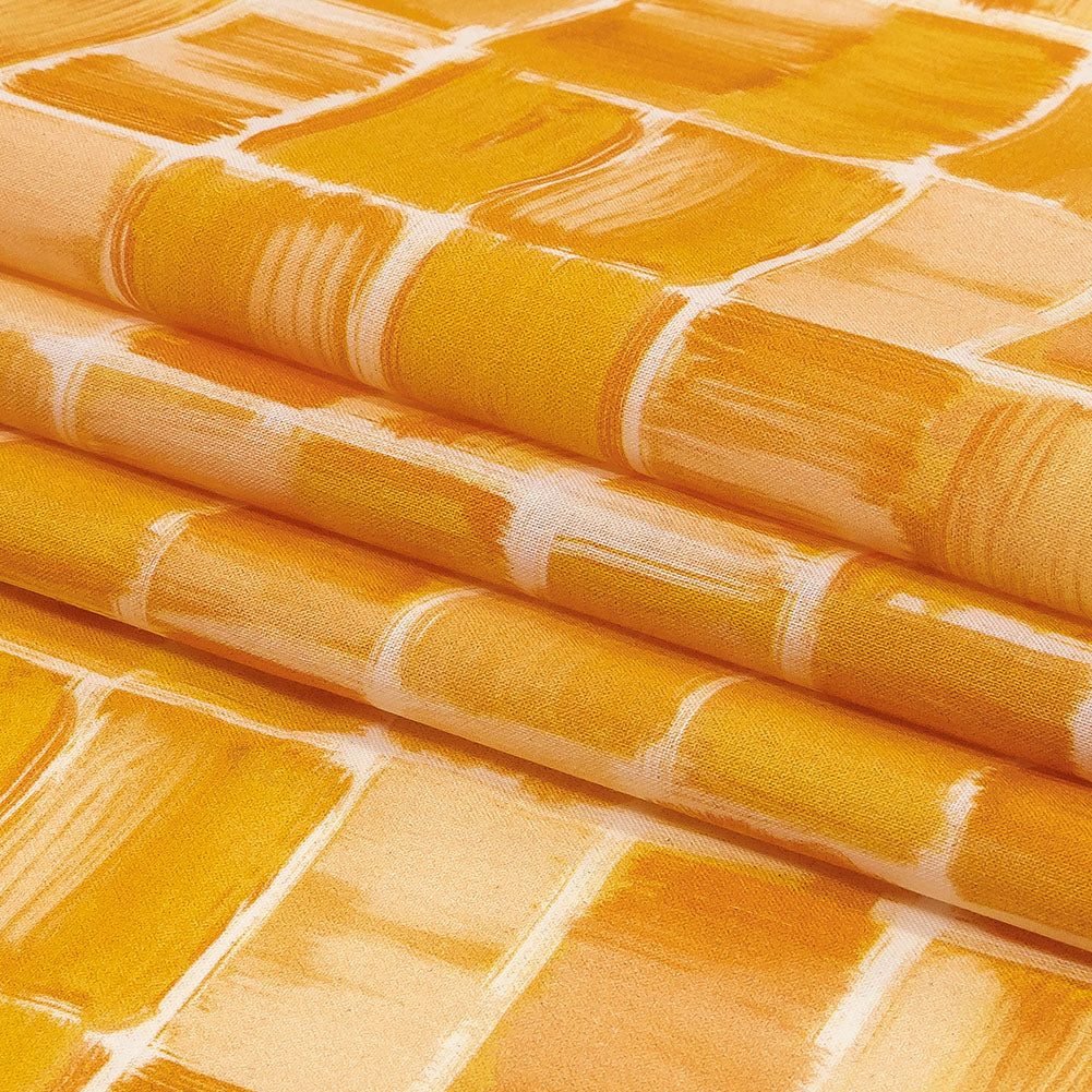 Cotton Voile - Yellow Painted Squares - Swatch Me Print - Mood Exclusive Citrus Collection - Folded