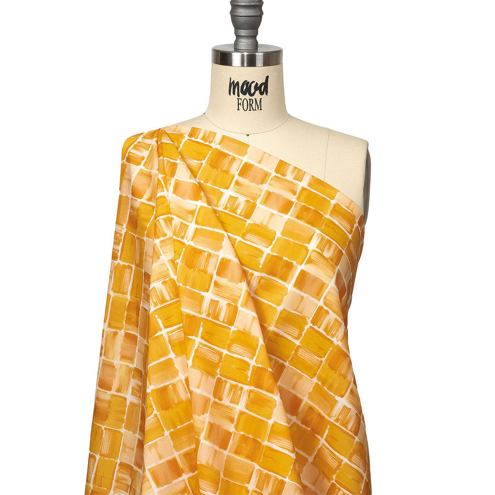 Cotton Voile - Yellow Painted Squares - Swatch Me Print - Mood Exclusive Citrus Collection - Drape