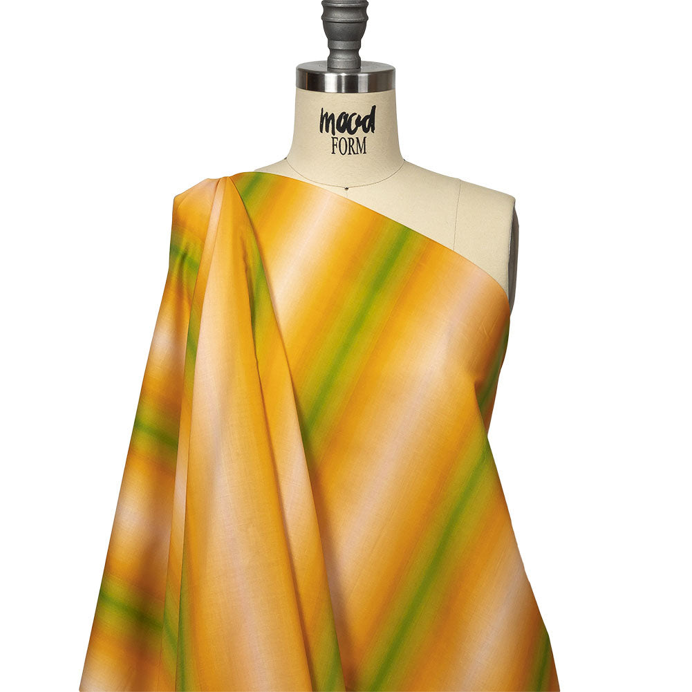 Cotton Voile - Green and Yellow Gradient Stripes - Marmalade Parade Print - Mood Exclusive Citrus Collection - Drape