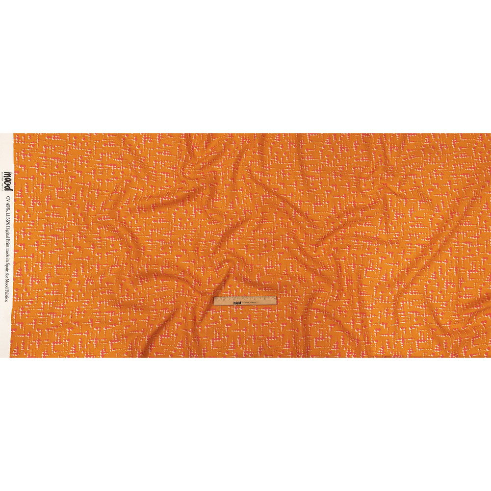 Linen and Rayon Woven - Orange and Pink Dot Lines - Spot of Sunshine Print - Mood Exclusive Citrus Collection - Full