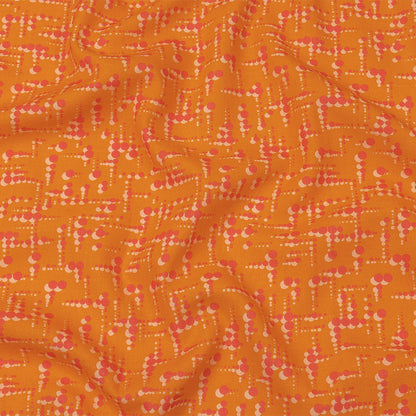 Linen and Rayon Woven - Orange and Pink Dot Lines - Spot of Sunshine Print - Mood Exclusive Citrus Collection