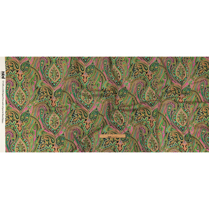 Linen and Rayon Woven - Black and Green Paisley - Hippy Shake Print - Mood Exclusive Citrus Collection