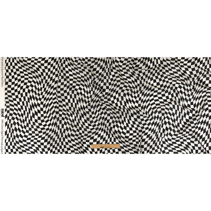 Cotton Voile - Black and White Warped Checks - Down the Rabbit Hole Print - Mood Exclusive Indigo Collection