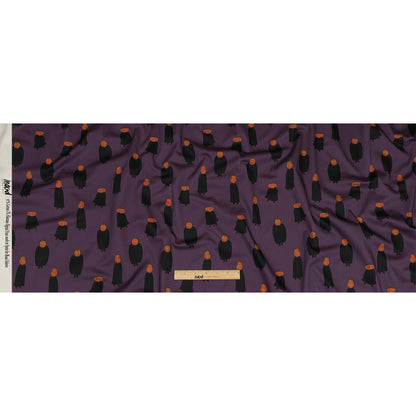 Stretch Cotton Sateen - Purple Pumpkin People - Pumpkin Patch Print - Mood Exclusive Jack-O-Lantern Collection