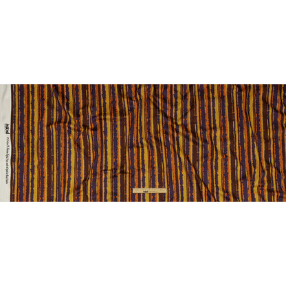 Stretch Cotton Sateen - Purple, Orange and Yellow Stripes - Foliate Pathways Print - Mood Exclusive Jack-O-Lantern Collection