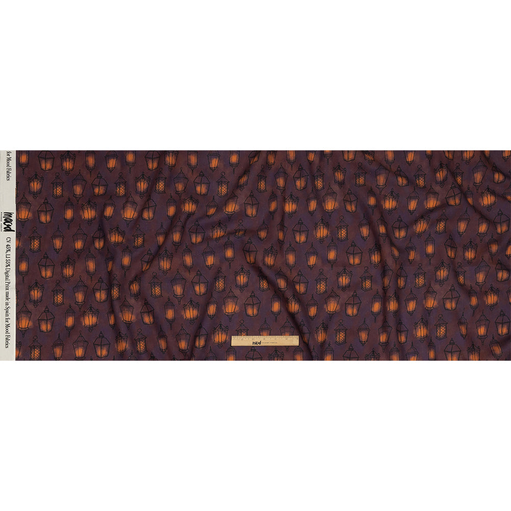 Linen and Rayon Woven - Purple Lanterns - By Lantern Light Print - Mood Exclusive Jack-O-Lantern Collection - Full