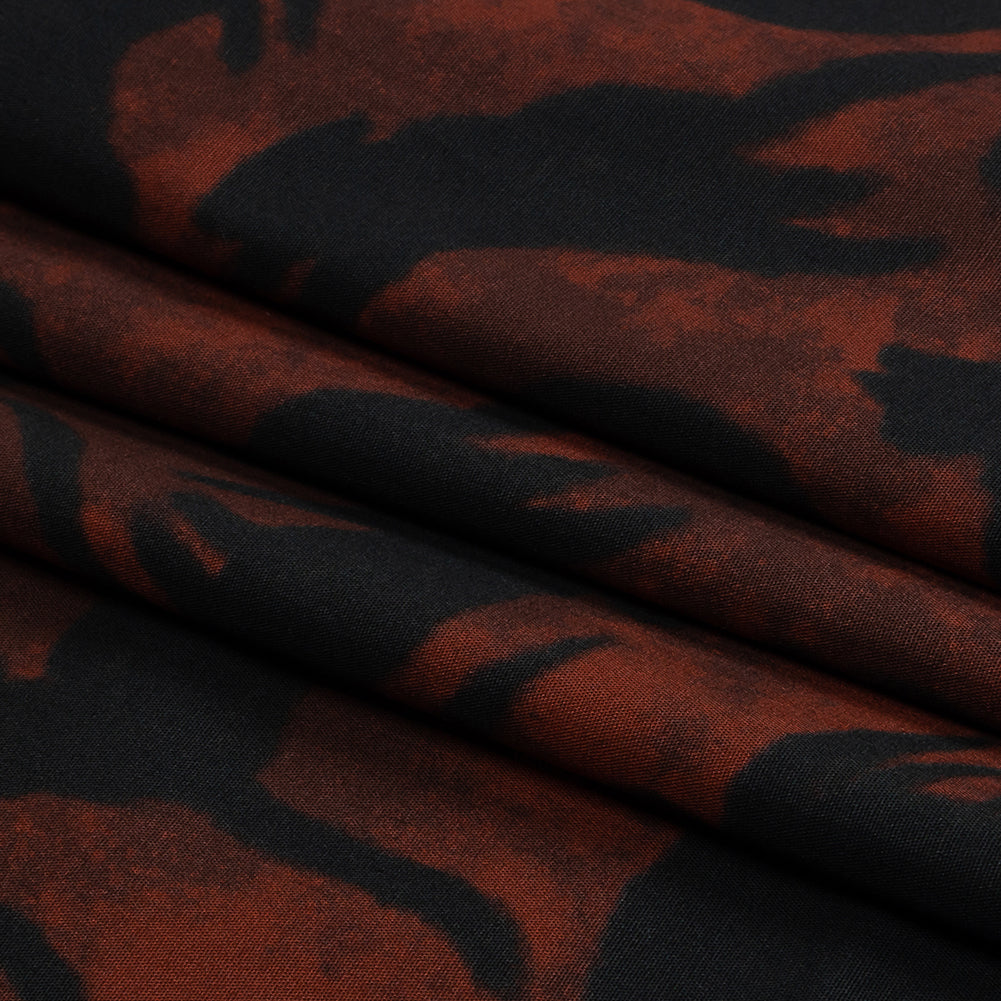 Stretch Cotton Poplin - Red and Black Cats - Black Cat Print - Mood Exclusive Nevermore Collection - Folded