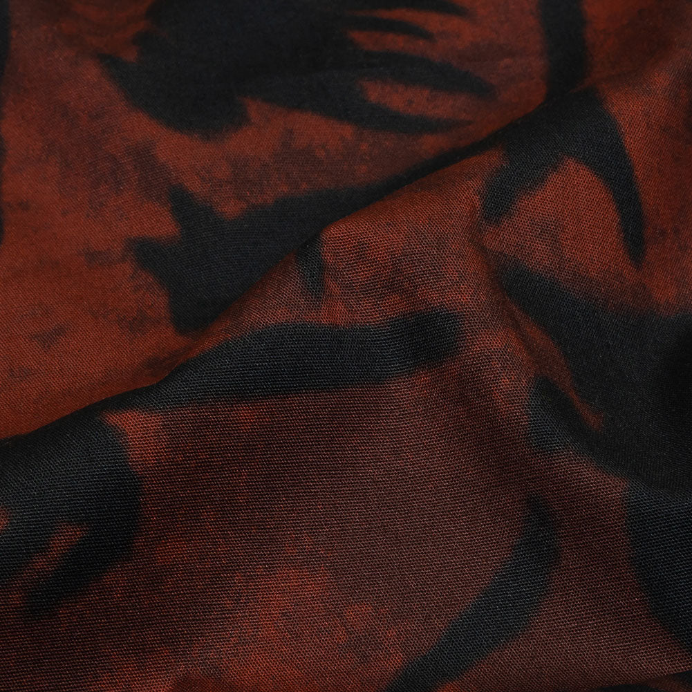 Stretch Cotton Poplin - Red and Black Cats - Black Cat Print - Mood Exclusive Nevermore Collection - Detail