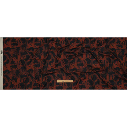 Stretch Cotton Poplin - Red and Black Cats - Black Cat Print - Mood Exclusive Nevermore Collection