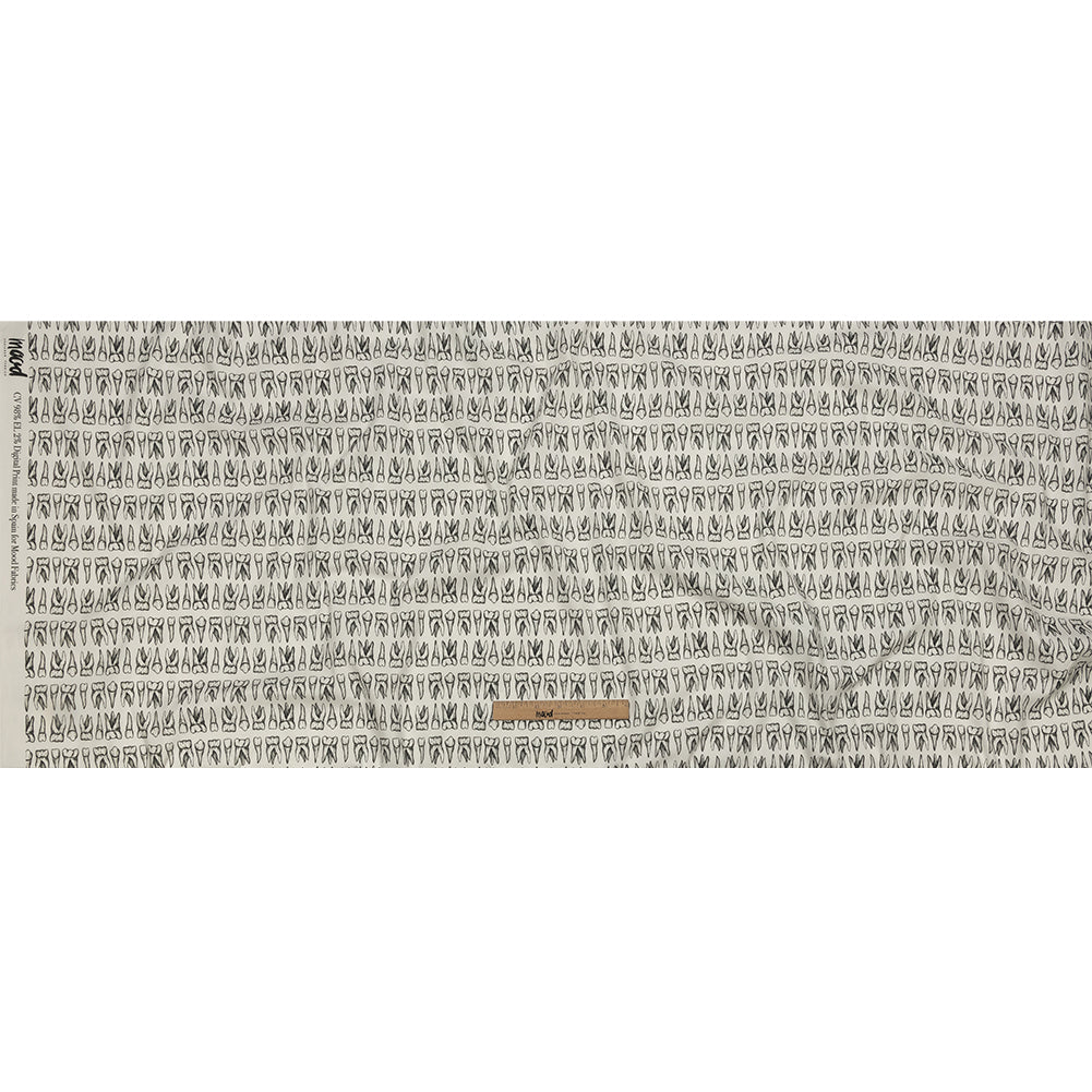 Stretch Cotton Poplin - White and Black Teeth - Berenice Print - Mood Exclusive Nevermore Collection - Full