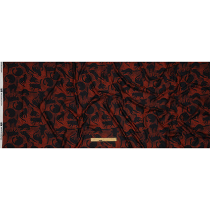 Rayon Batiste - Red and Black Cats - Black Cat Print - Mood Exclusive Nevermore Collection