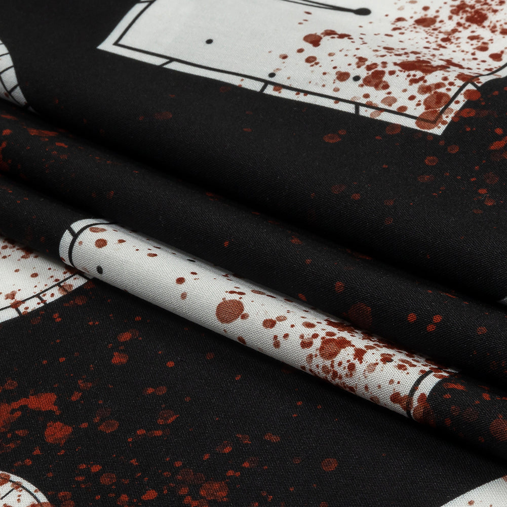 Rayon Batiste - Clocks and Blood Splatter - The Masque Print - Mood Exclusive Nevermore Collection - Folded