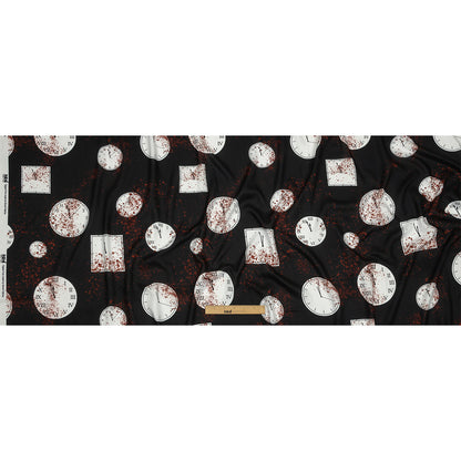 Rayon Batiste - Clocks and Blood Splatter - The Masque Print - Mood Exclusive Nevermore Collection