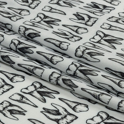 Rayon Batiste - White and Black Teeth - Berenice Print - Mood Exclusive Nevermore Collection
