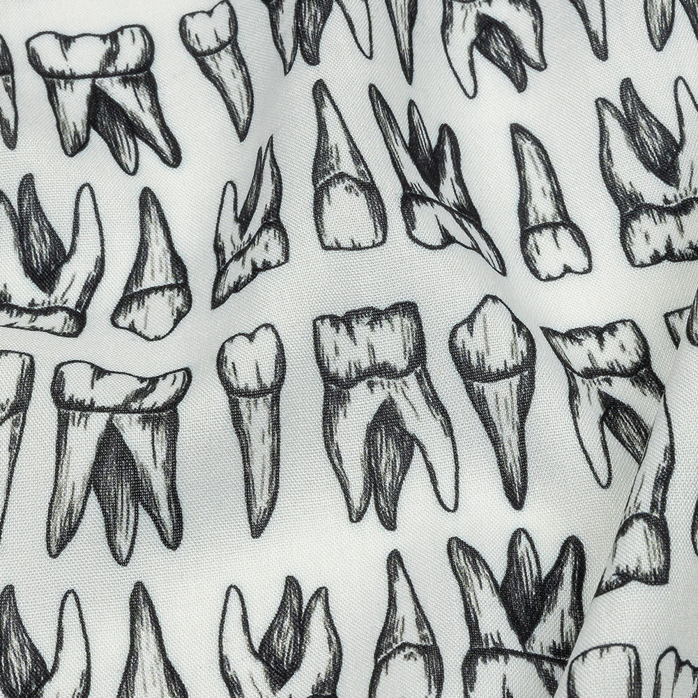 Rayon Batiste - White and Black Teeth - Berenice Print - Mood Exclusive Nevermore Collection - Detail