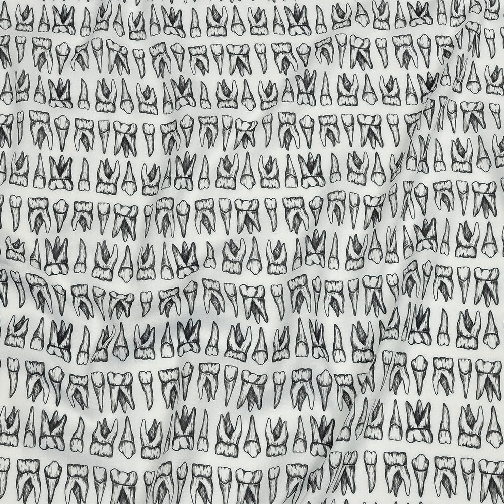 Rayon Batiste - White and Black Teeth - Berenice Print - Mood Exclusive Nevermore Collection
