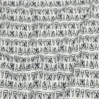 Rayon Batiste - White and Black Teeth - Berenice Print - Mood Exclusive Nevermore Collection