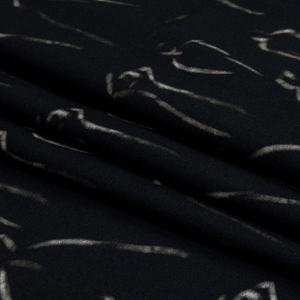 Rayon Batiste - Black Ghostly Figures - The Copper Queen Print - Mood Exclusive Abandoned Collection - Folded