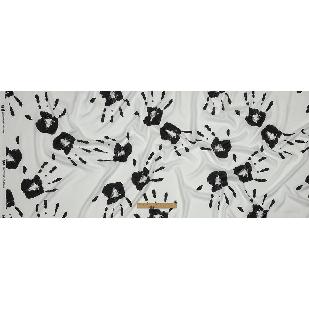 Rayon Batiste - Black and White Handprints - Bakersfield Print - Mood Exclusive Abandoned Collection - Full