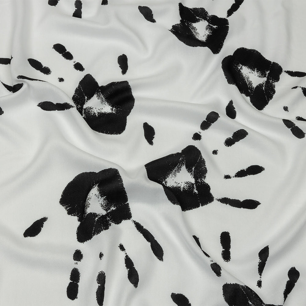 Rayon Batiste - Black and White Handprints - Bakersfield Print - Mood Exclusive Abandoned Collection